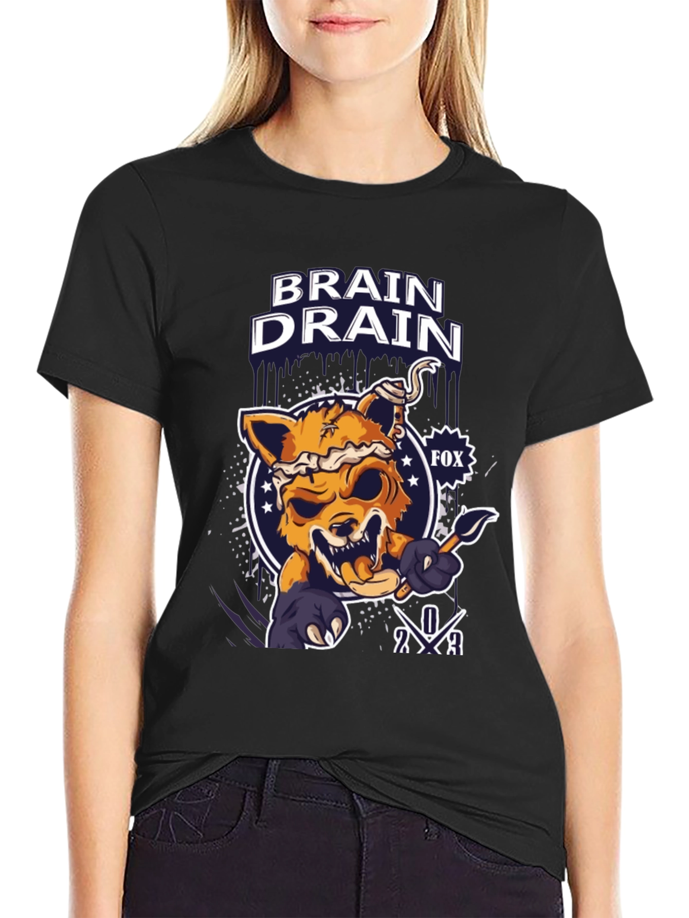 Brain Drain Fox Graphic T-Shirt