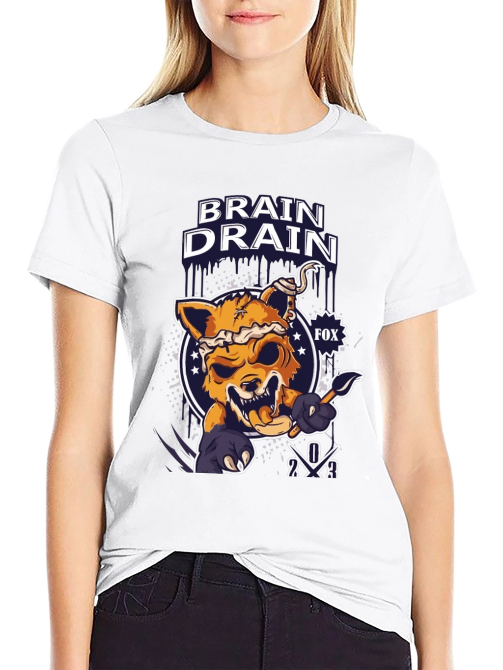 Brain Drain Fox Graphic T-Shirt