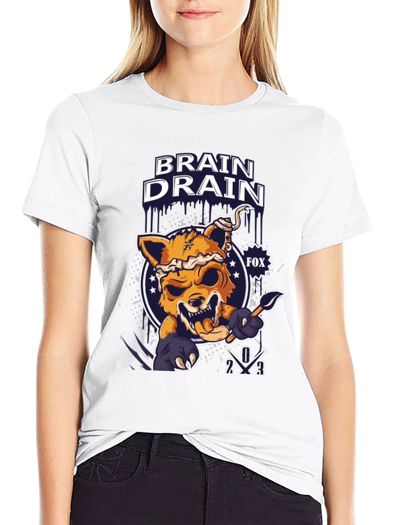 Brain Drain Fox Graphic T-Shirt