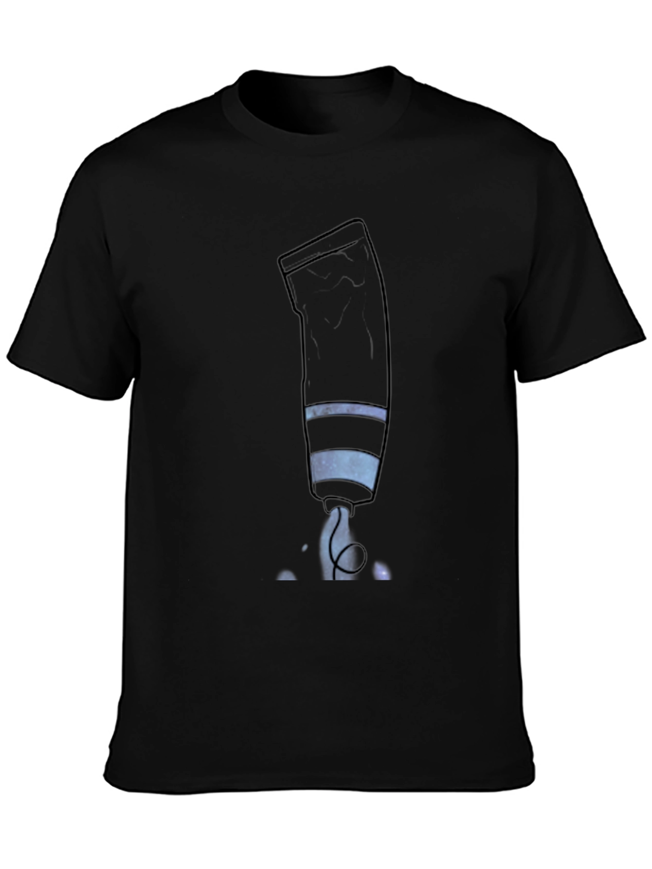 Mens Black Graphic Tee - Galaxy Paint Tube Design