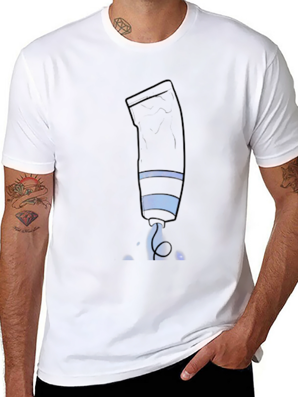 Mens Black Graphic Tee - Galaxy Paint Tube Design