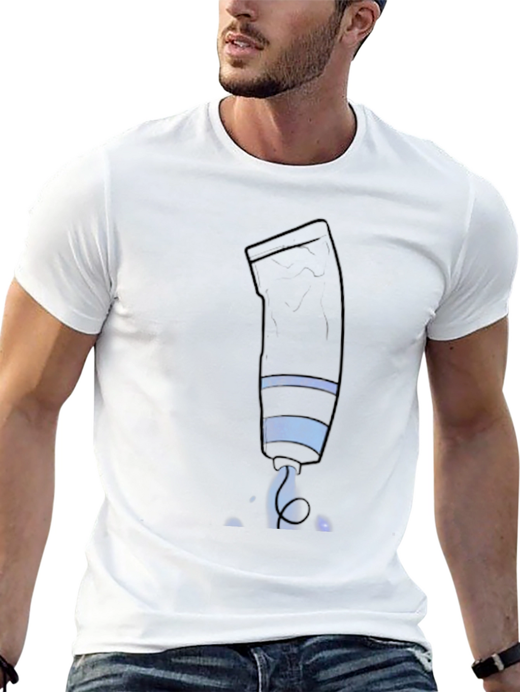 Mens Black Graphic Tee - Galaxy Paint Tube Design