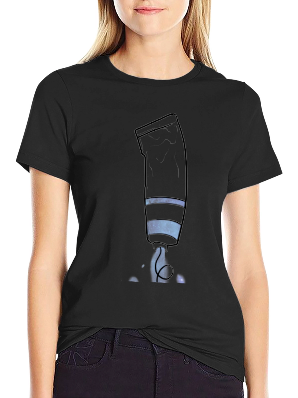 Mens Black Graphic Tee - Galaxy Paint Tube Design
