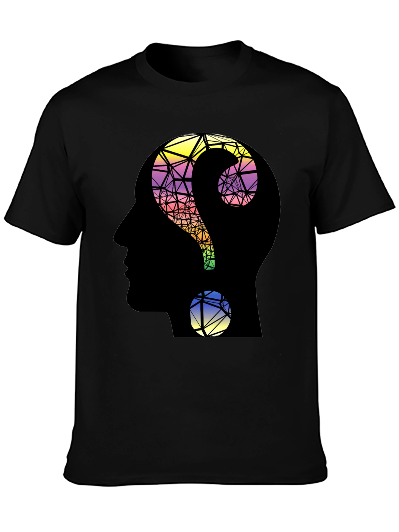 Abstract Question Mark Head T-Shirt - Thoughtful Design