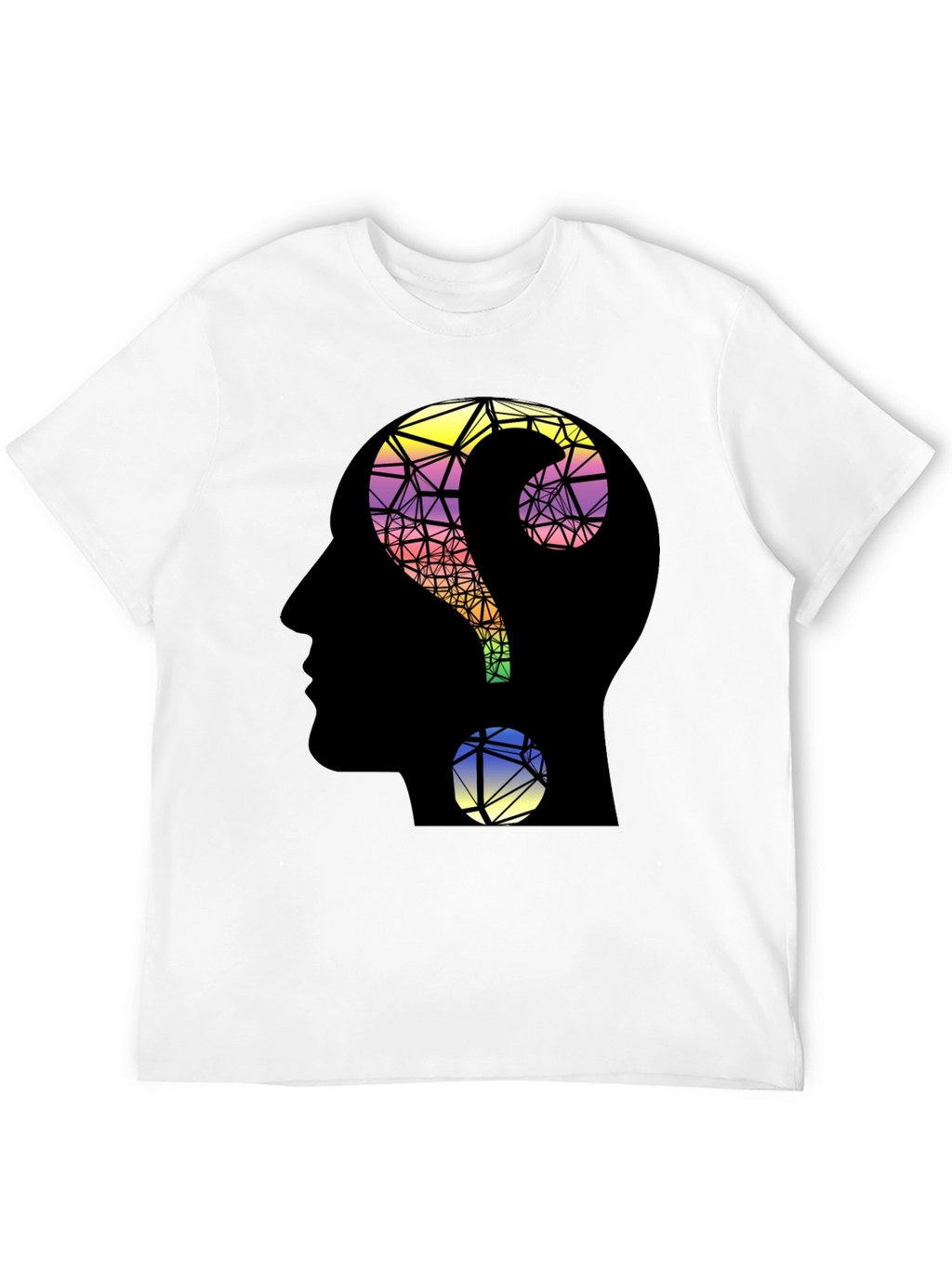 Abstract Question Mark Head T-Shirt - Thoughtful Design