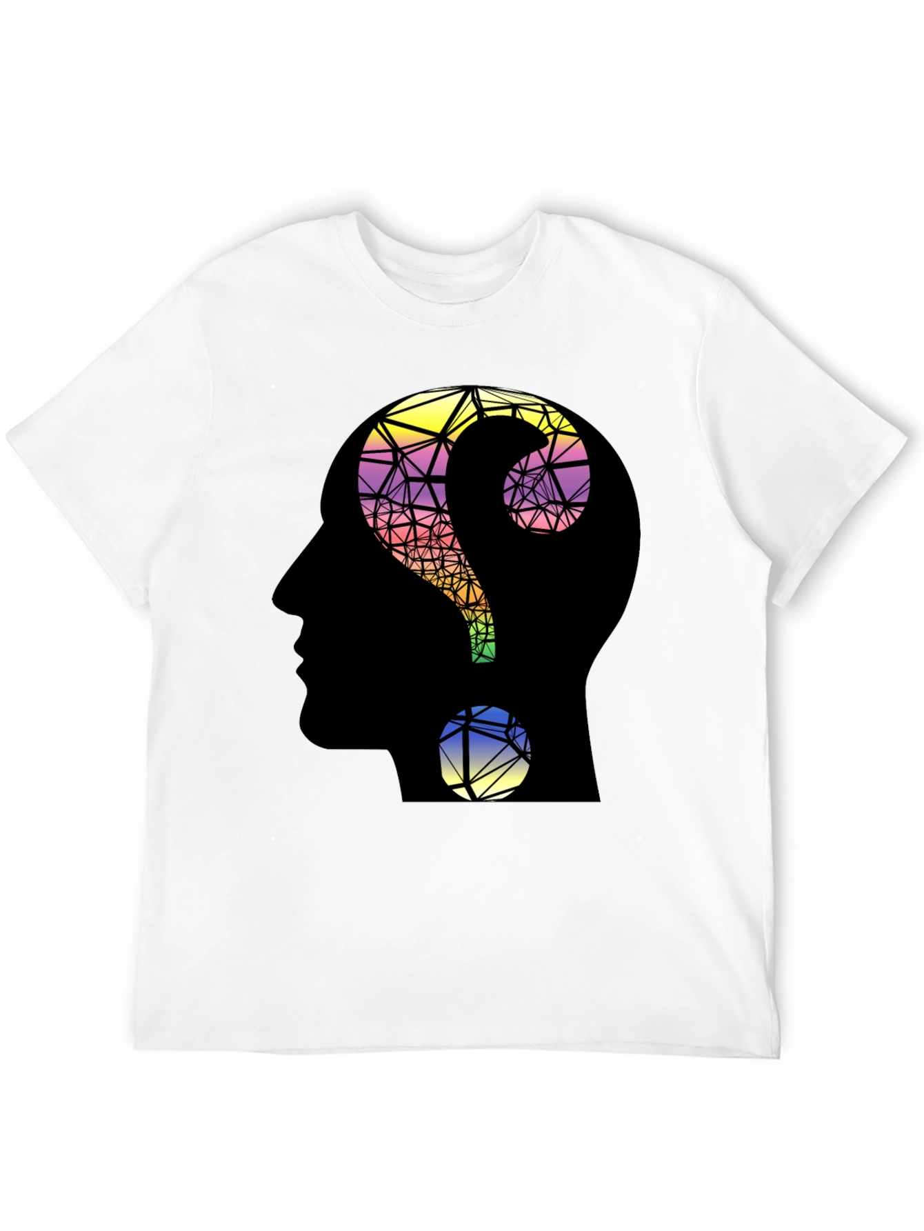 Abstract Question Mark Head T-Shirt - Thoughtful Design