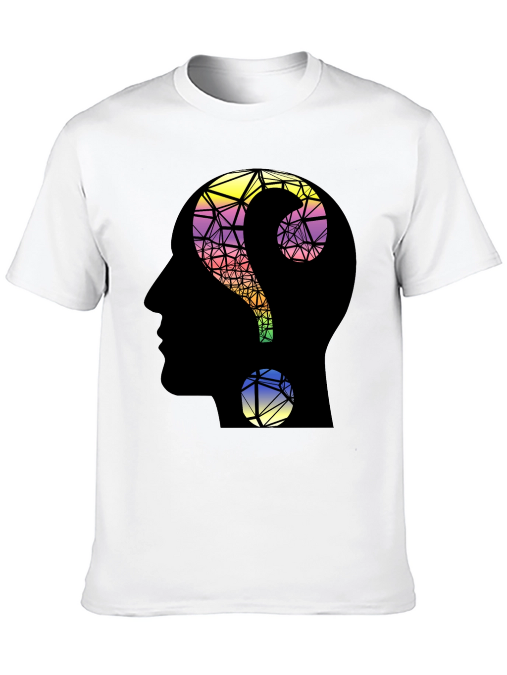 Abstract Question Mark Head T-Shirt - Thoughtful Design