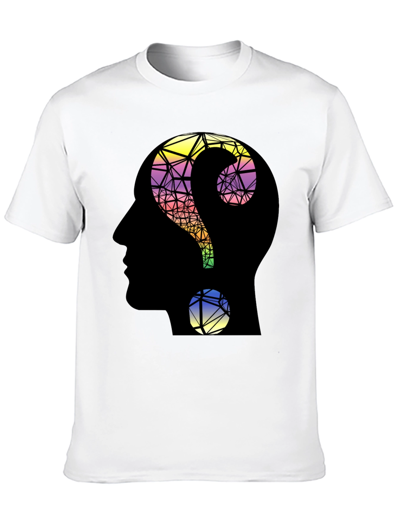 Abstract Question Mark Head T-Shirt - Thoughtful Design
