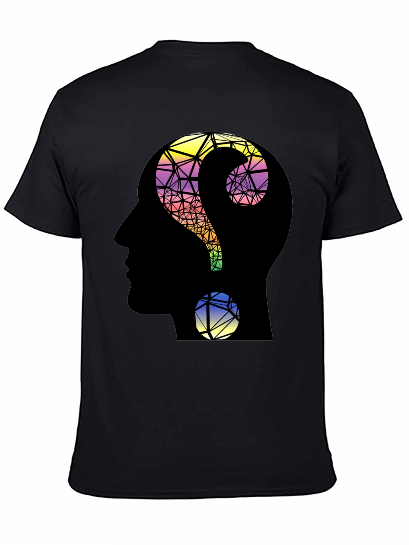Abstract Question Mark Head T-Shirt - Thoughtful Design