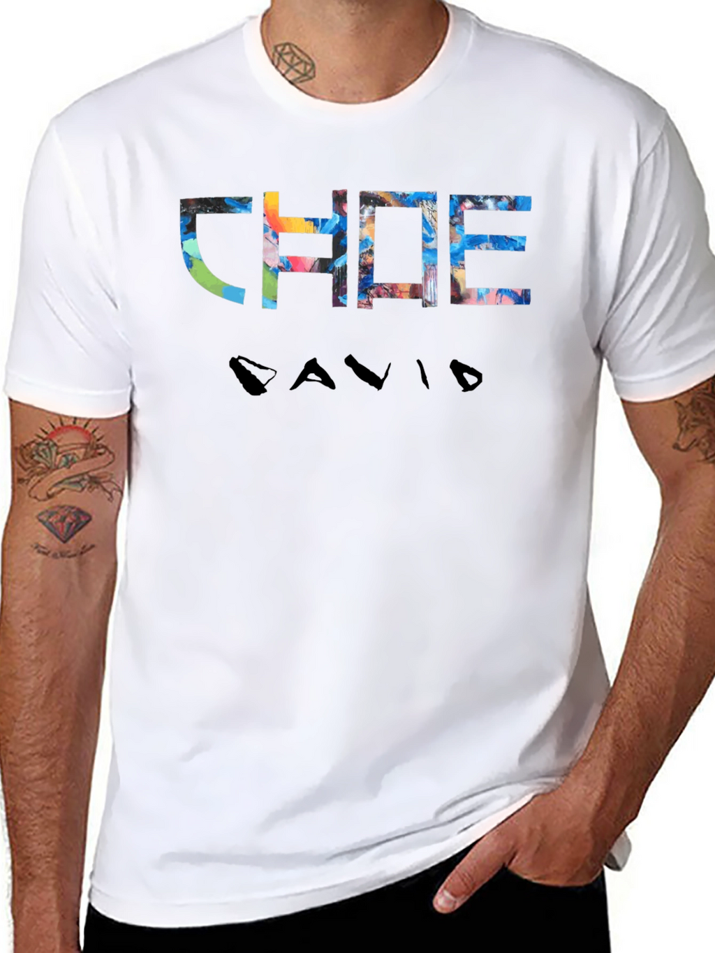 CHADE DAVID Graphic Print T-Shirt - Black