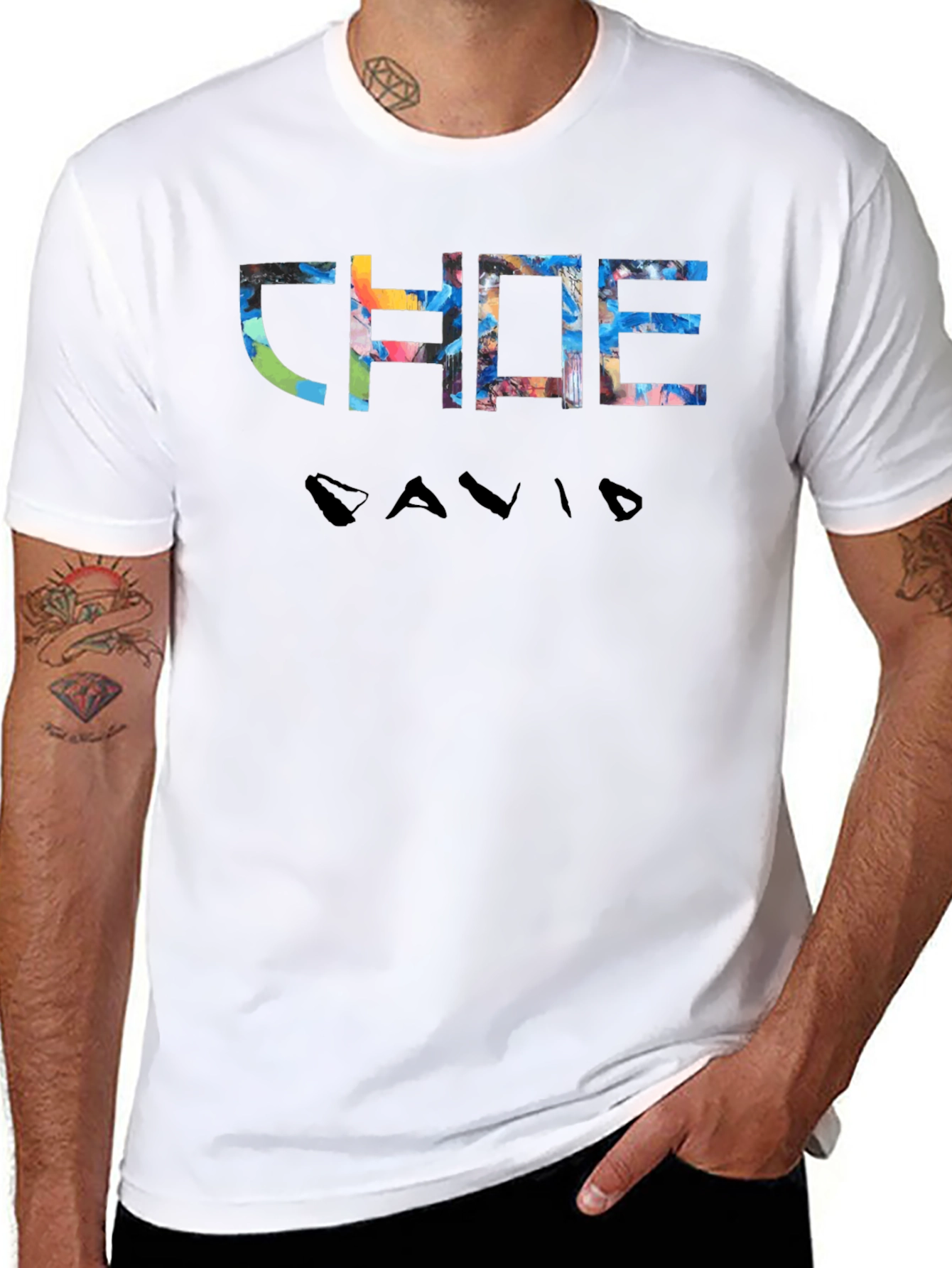 CHADE DAVID Graphic Print T-Shirt - Black