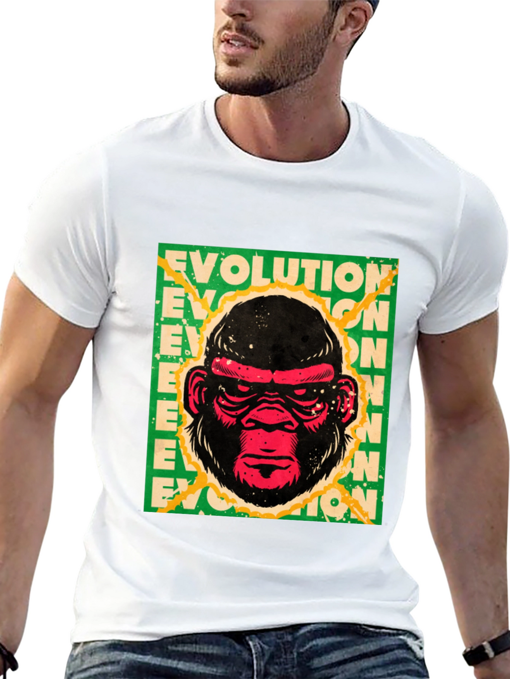 Evolution Gorilla Graphic Print T-Shirt