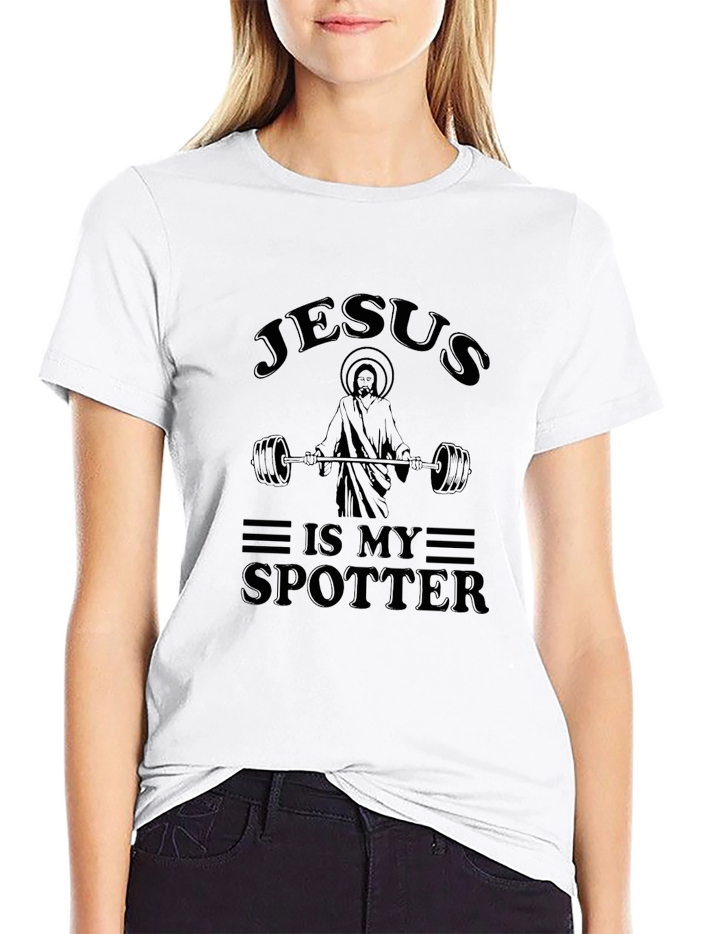 Jesus Is My Spotter Black Graphic Tee