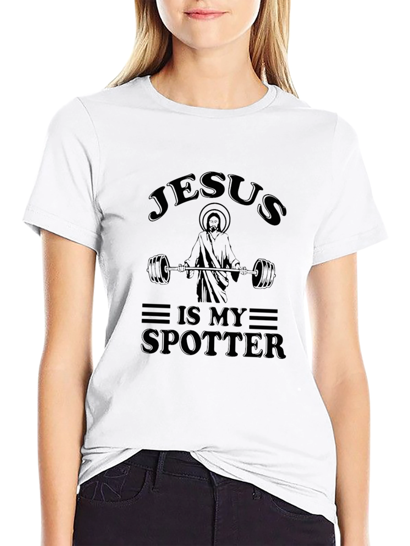 Jesus Is My Spotter Black Graphic Tee