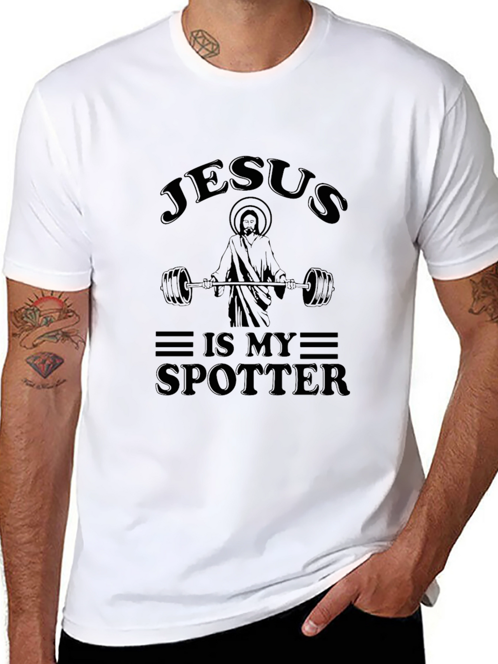 Jesus Is My Spotter Black Graphic Tee