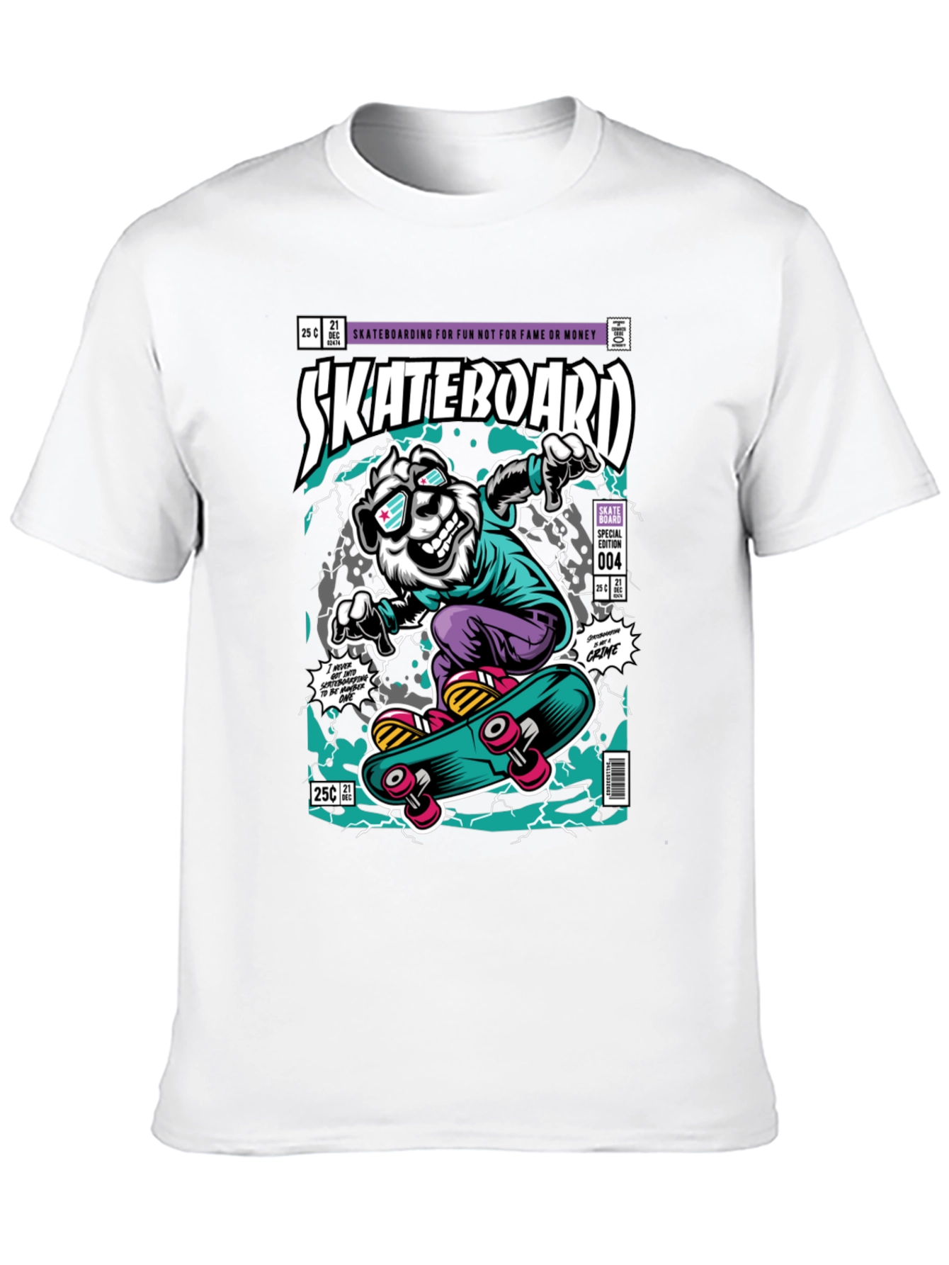 Skateboarding Bear Graphic Tee - Black