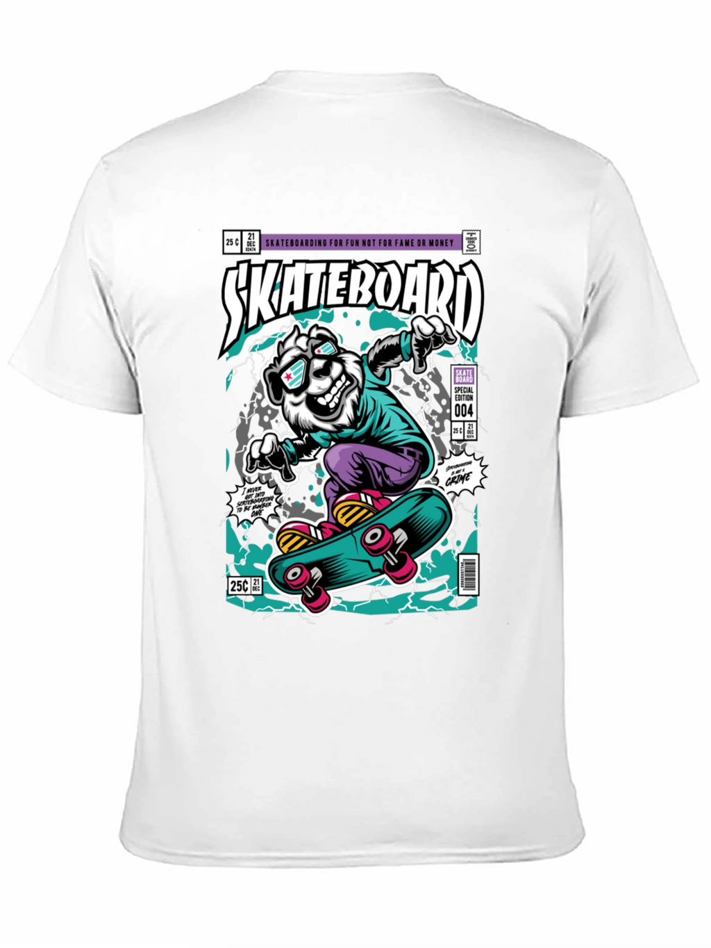 Skateboarding Bear Graphic Tee - Black