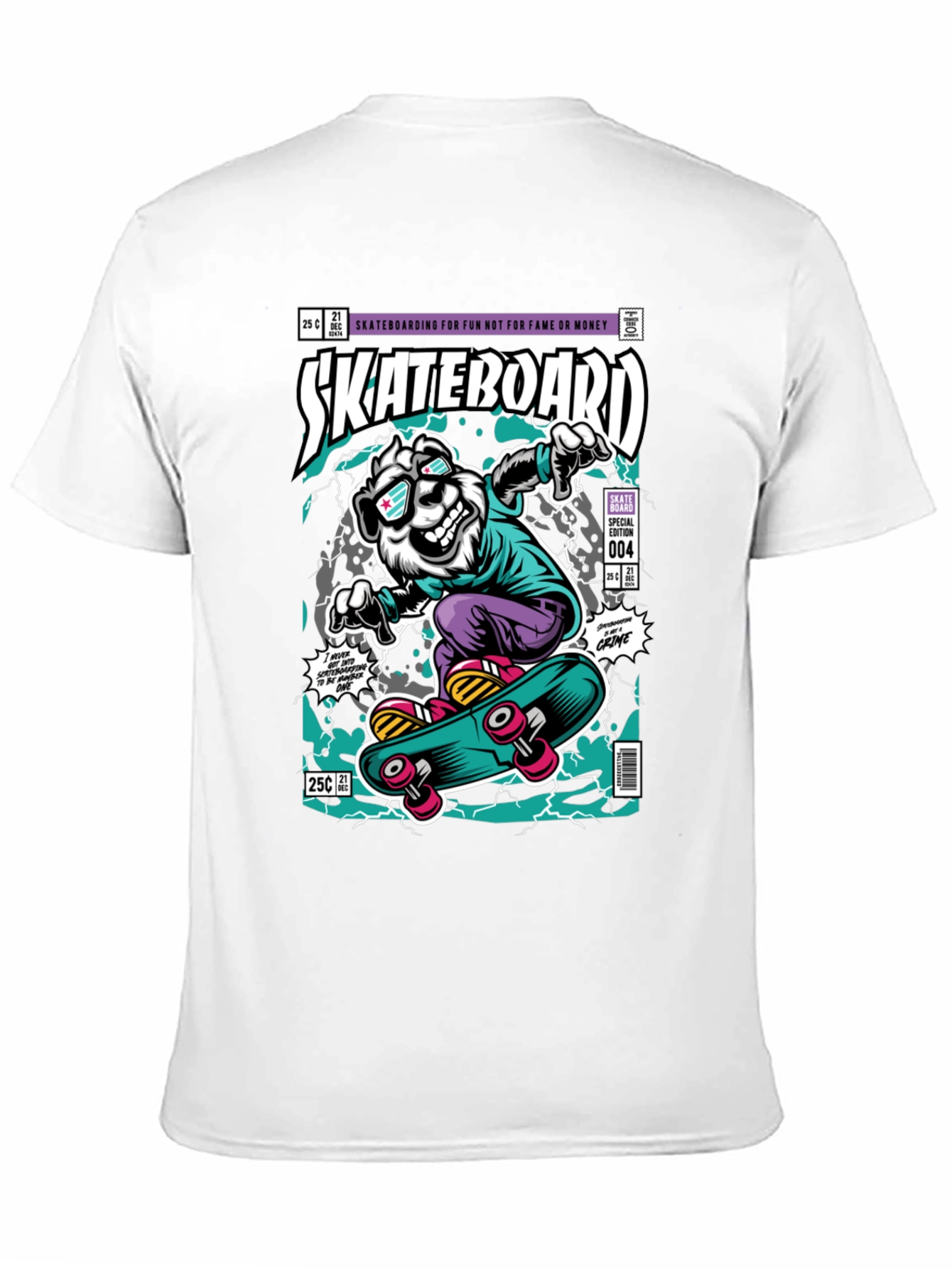 Skateboarding Bear Graphic Tee - Black