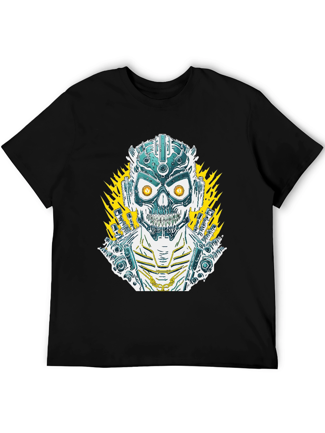 Cyberpunk Skull Graphic Tee - Mens Black T-Shirt