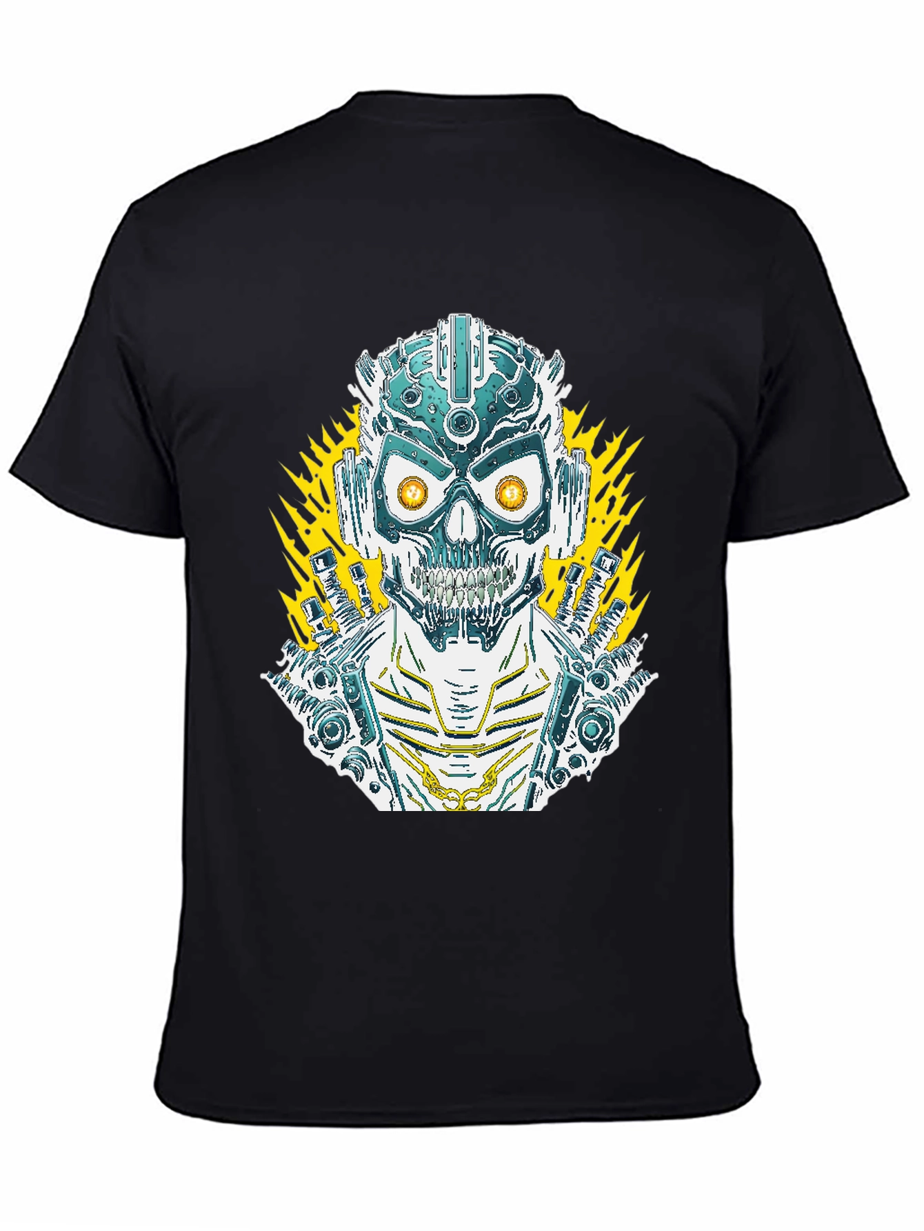Cyberpunk Skull Graphic Tee - Mens Black T-Shirt