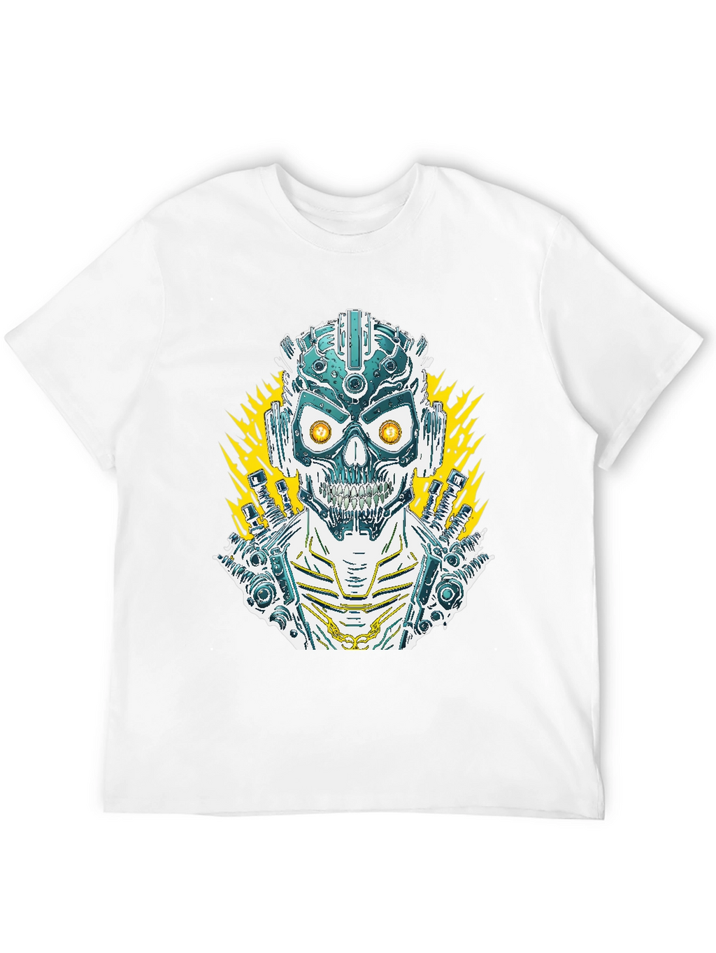 Cyberpunk Skull Graphic Tee - Mens Black T-Shirt