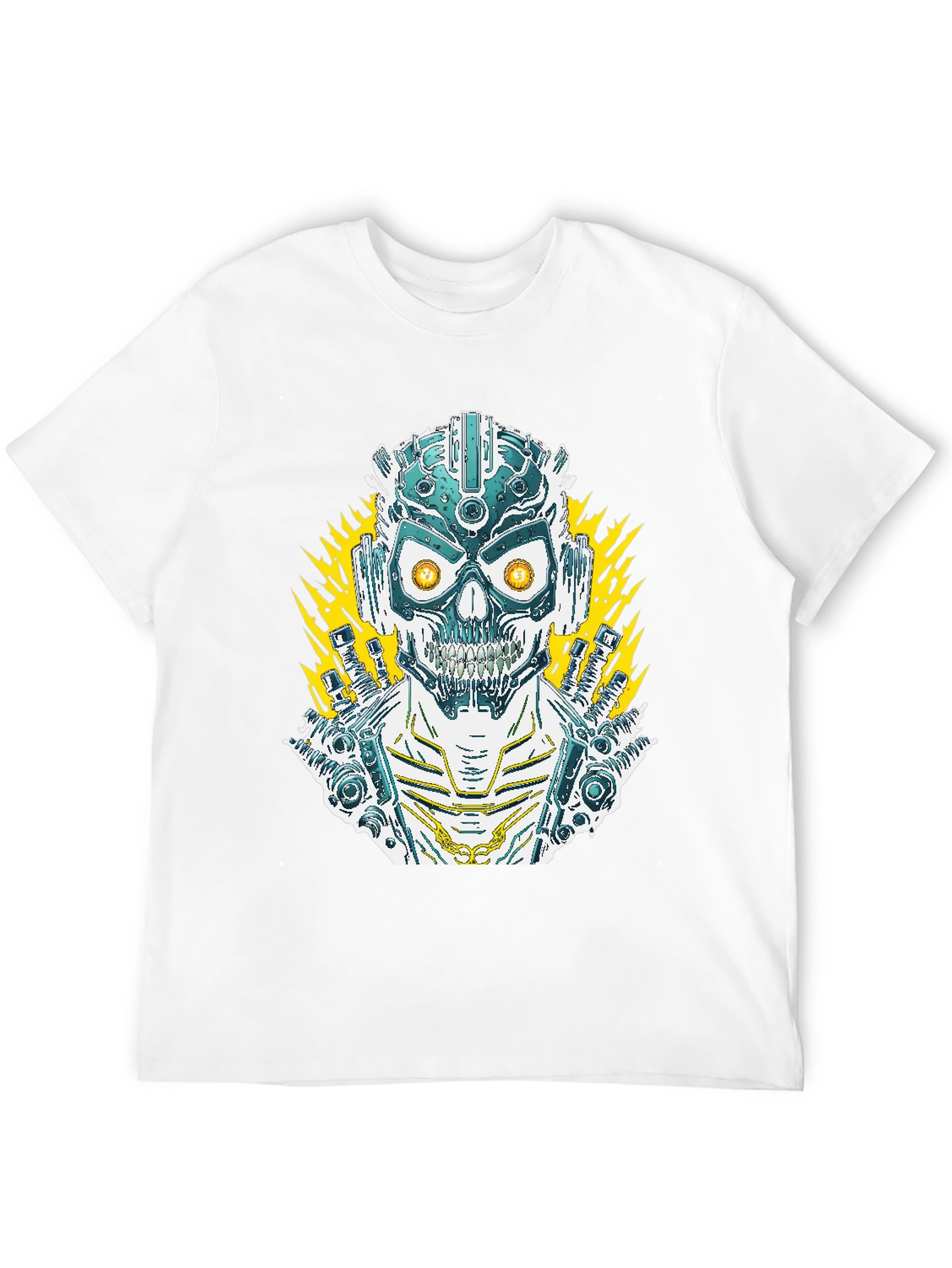 Cyberpunk Skull Graphic Tee - Mens Black T-Shirt