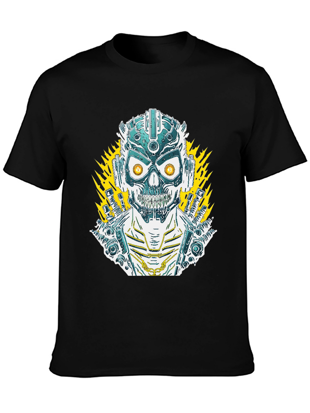 Cyberpunk Skull Graphic Tee - Mens Black T-Shirt