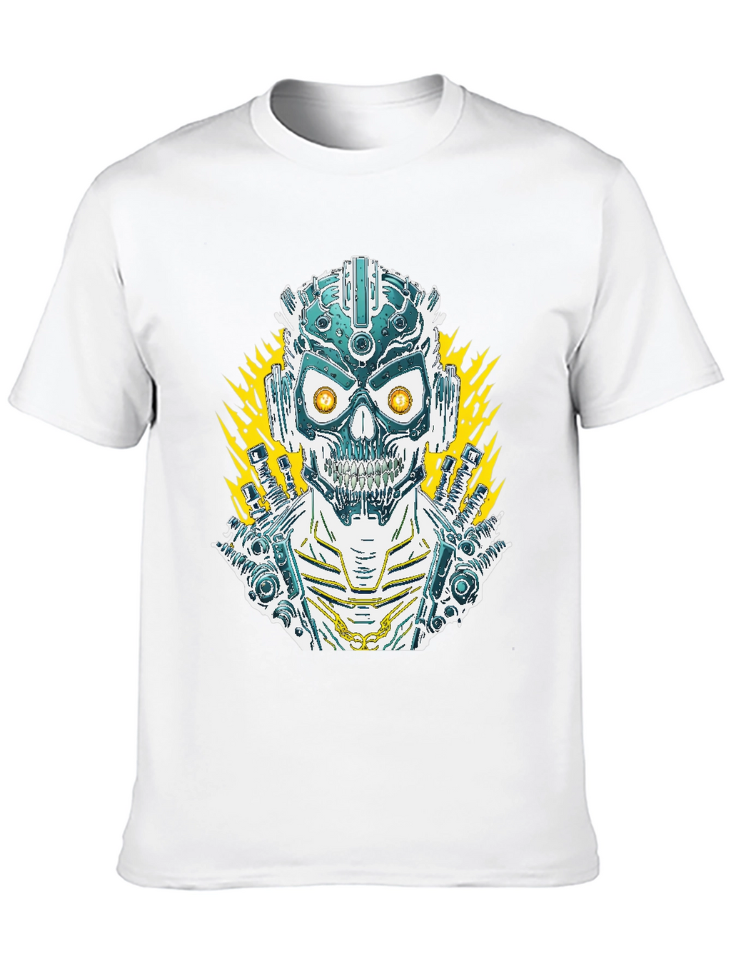 Cyberpunk Skull Graphic Tee - Mens Black T-Shirt