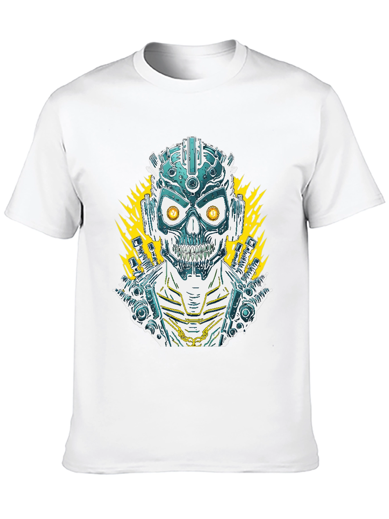 Cyberpunk Skull Graphic Tee - Mens Black T-Shirt