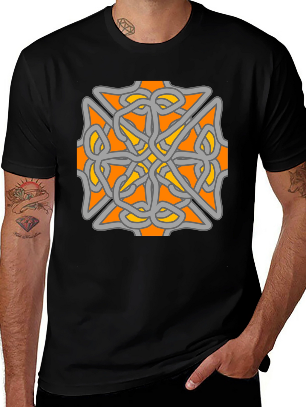 Celtic Knot Graphic Tee - Black Cotton Blend