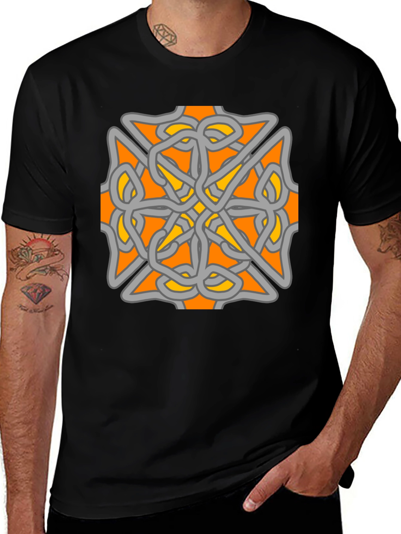 Celtic Knot Graphic Tee - Black Cotton Blend