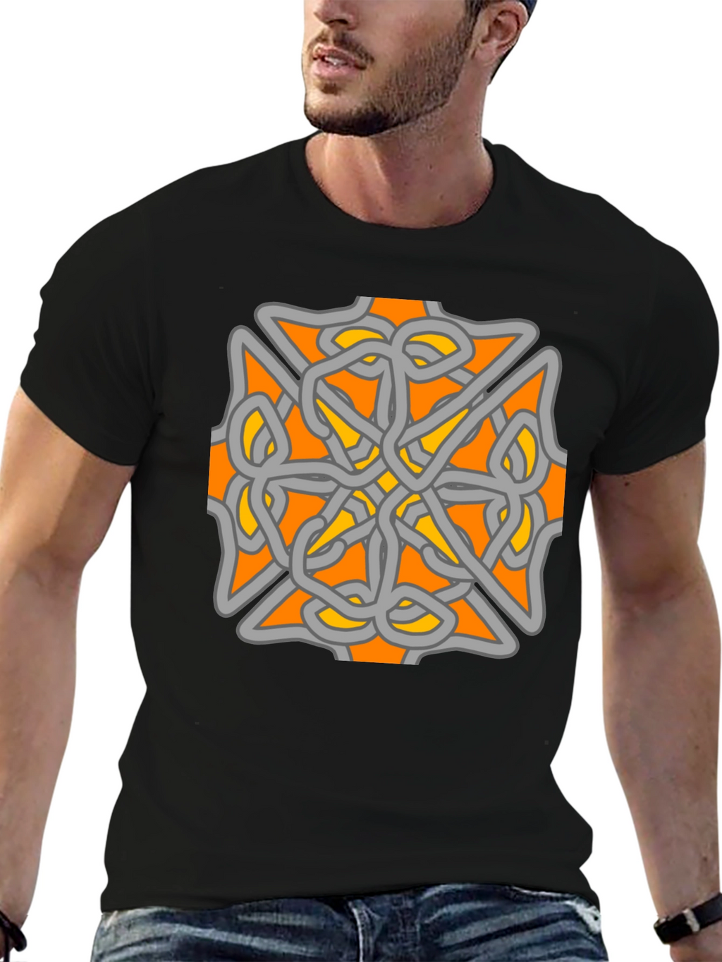 Celtic Knot Graphic Tee - Black Cotton Blend