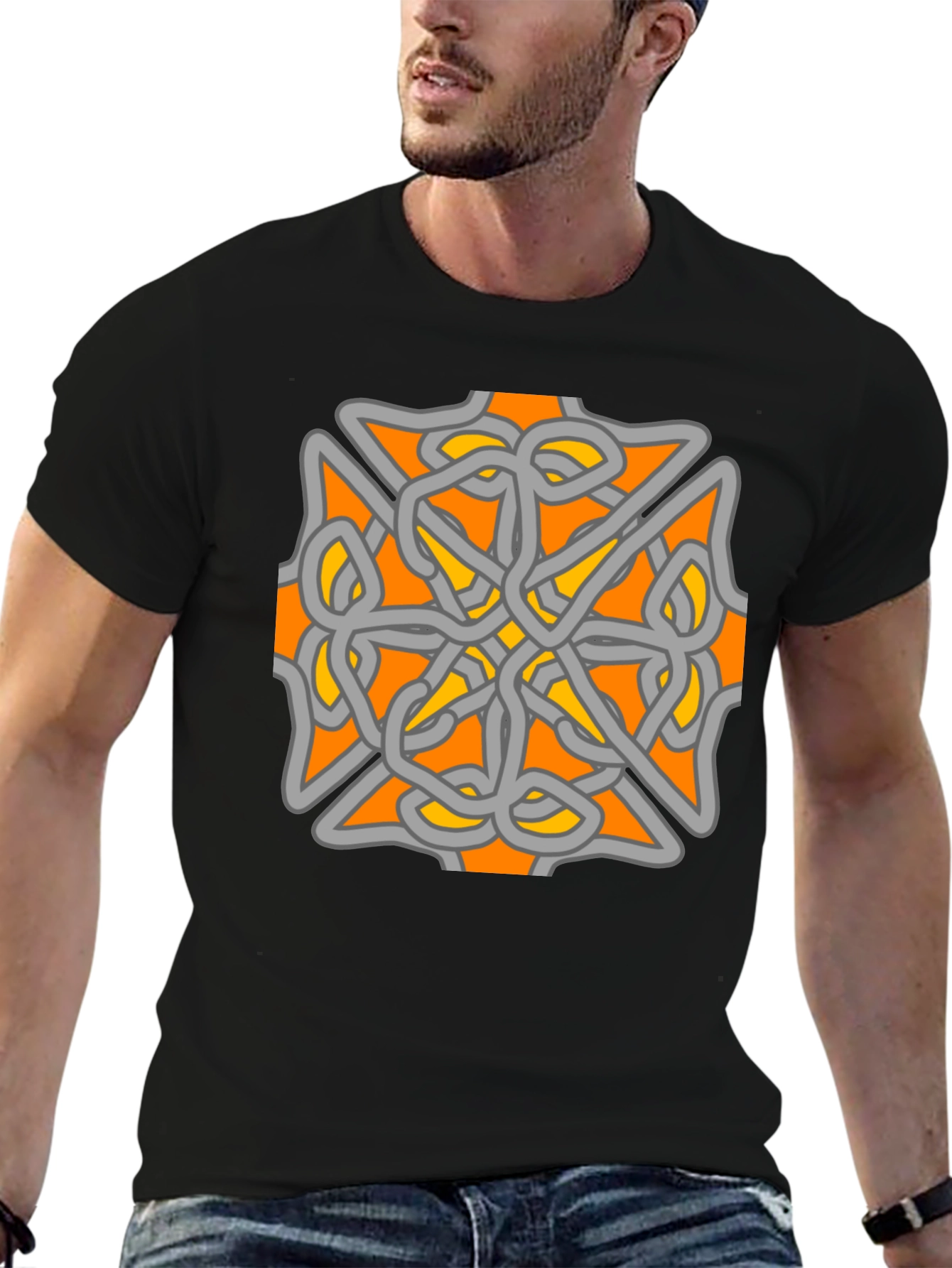 Celtic Knot Graphic Tee - Black Cotton Blend