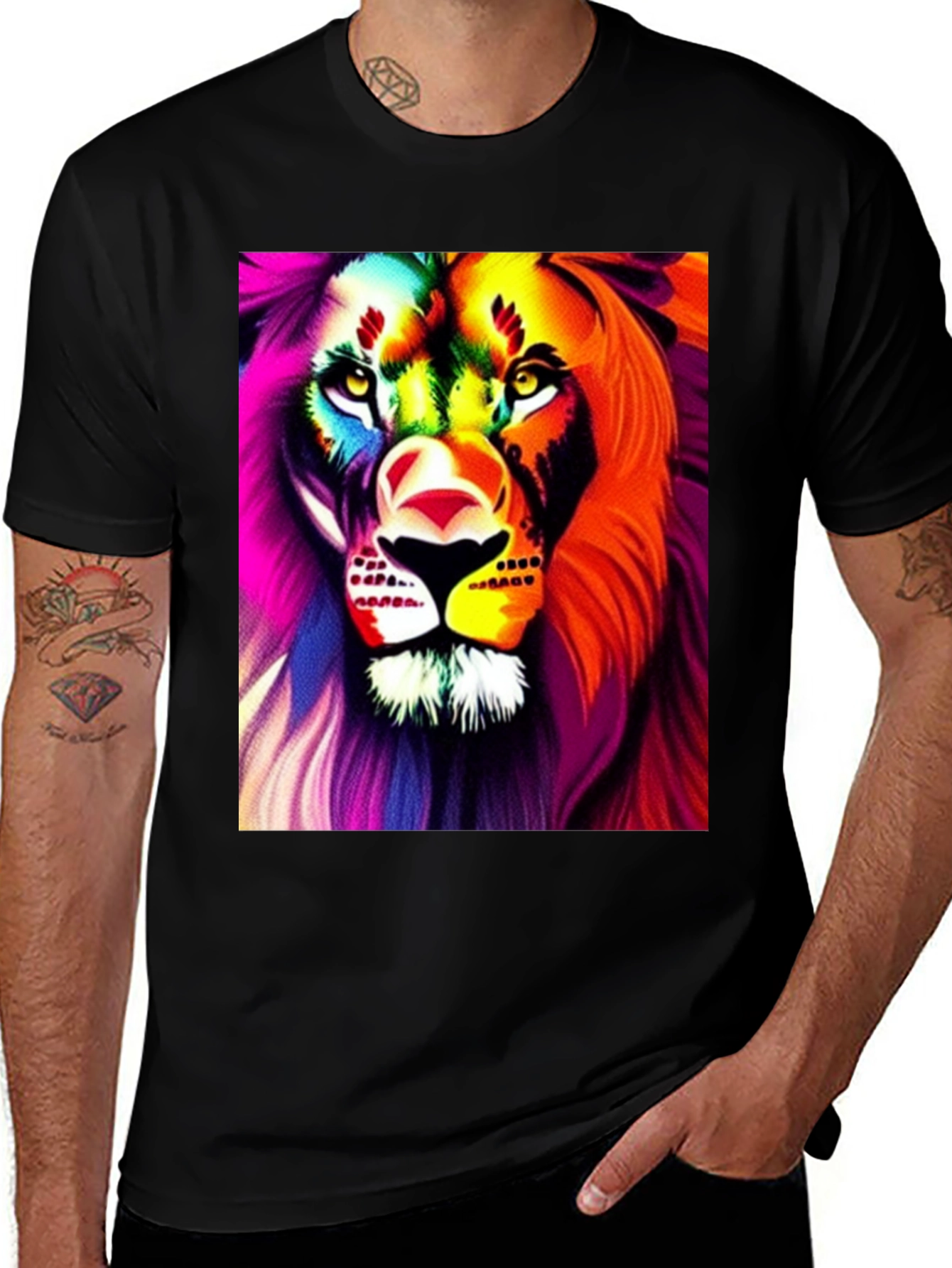 Bold Lion Graphic Tee - Black Cotton Shirt