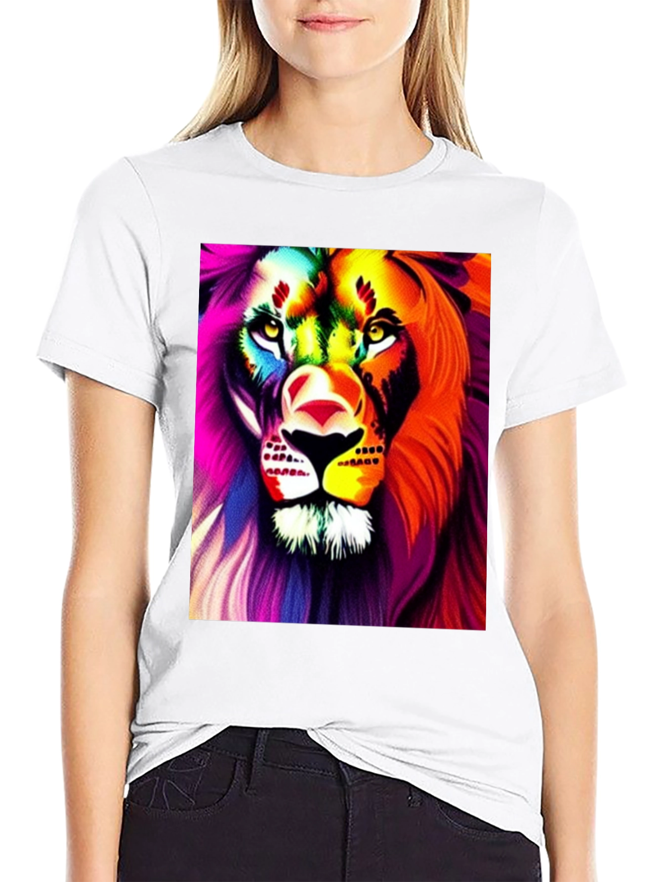 Bold Lion Graphic Tee - Black Cotton Shirt