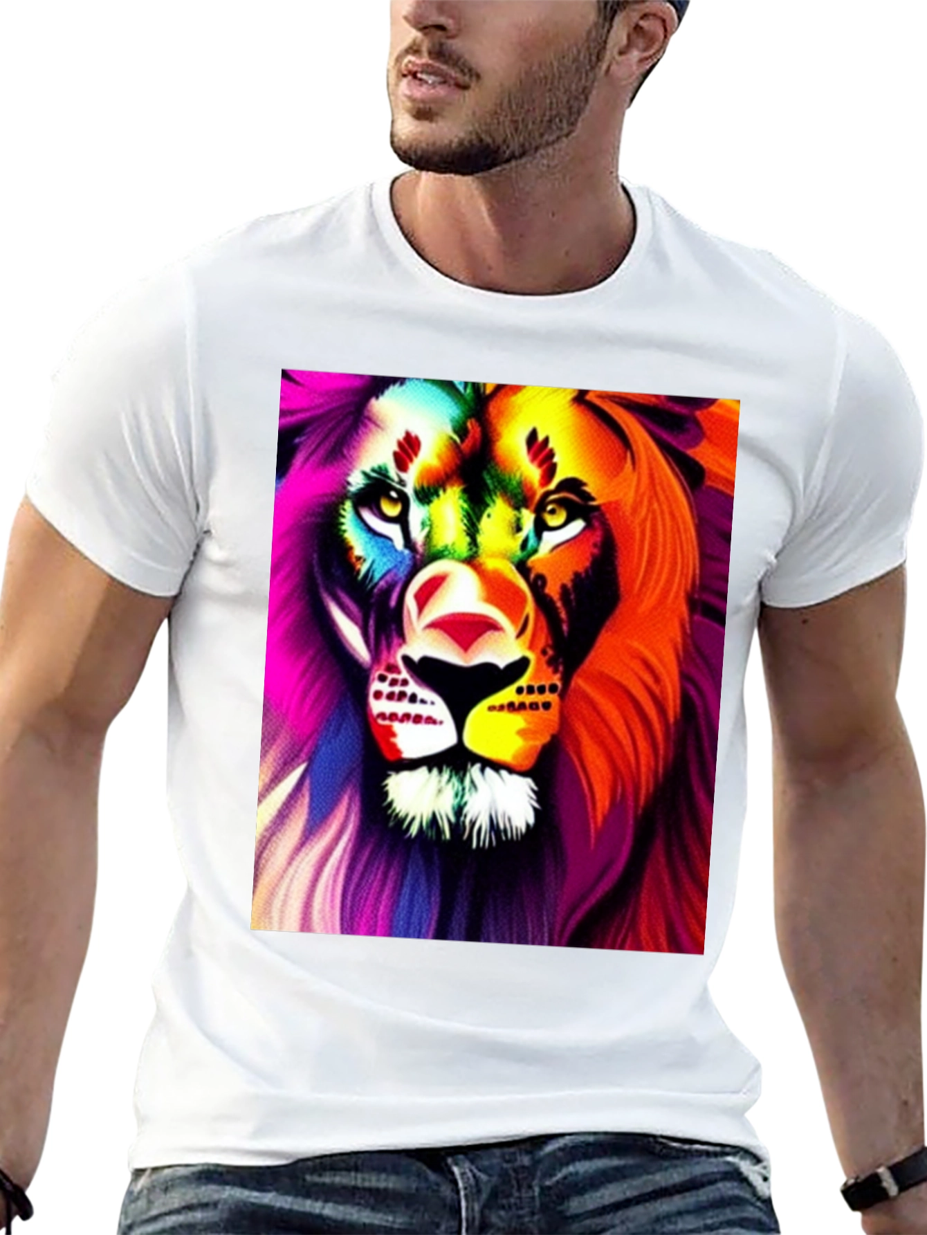 Bold Lion Graphic Tee - Black Cotton Shirt