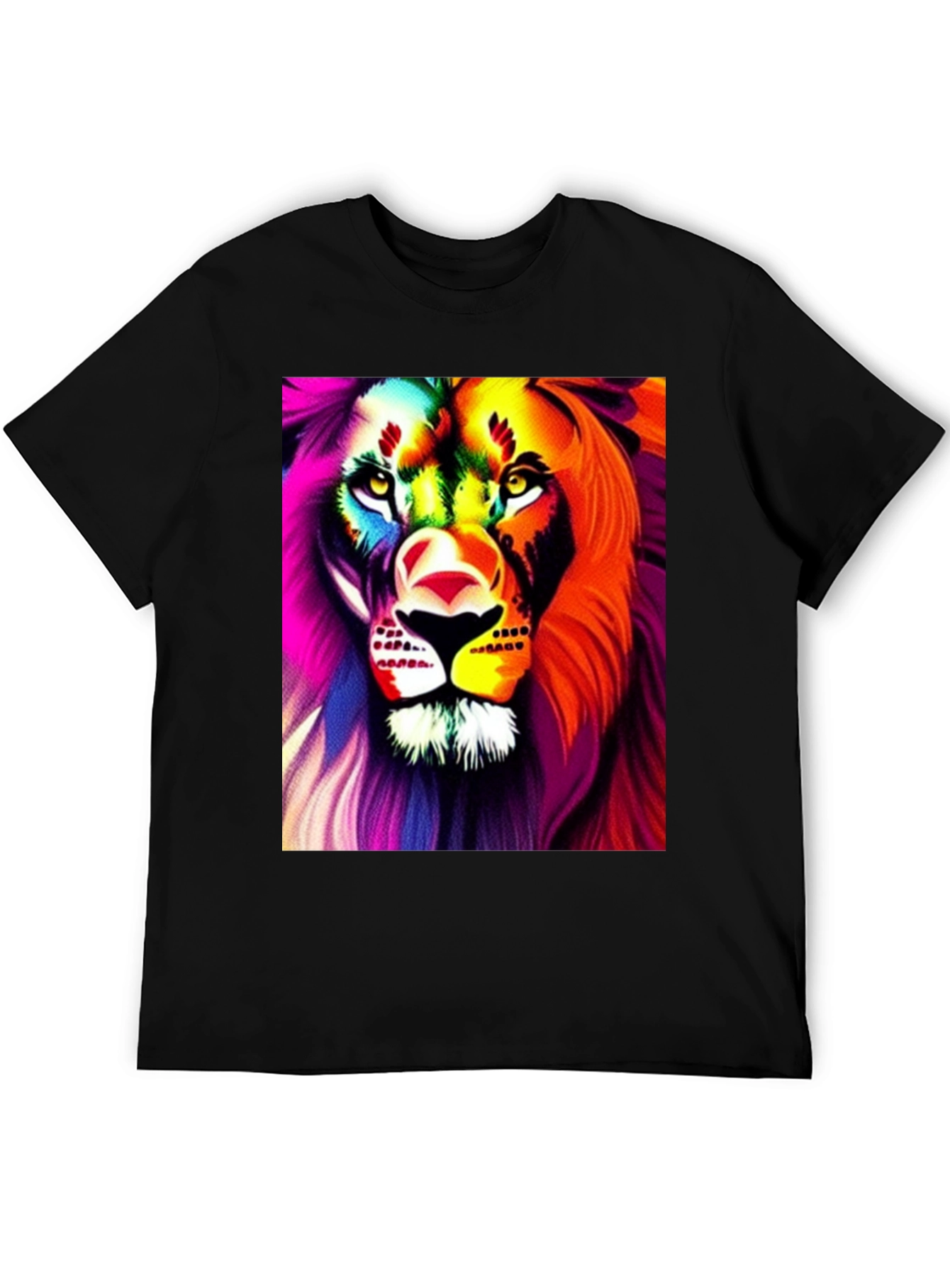 Bold Lion Graphic Tee - Black Cotton Shirt