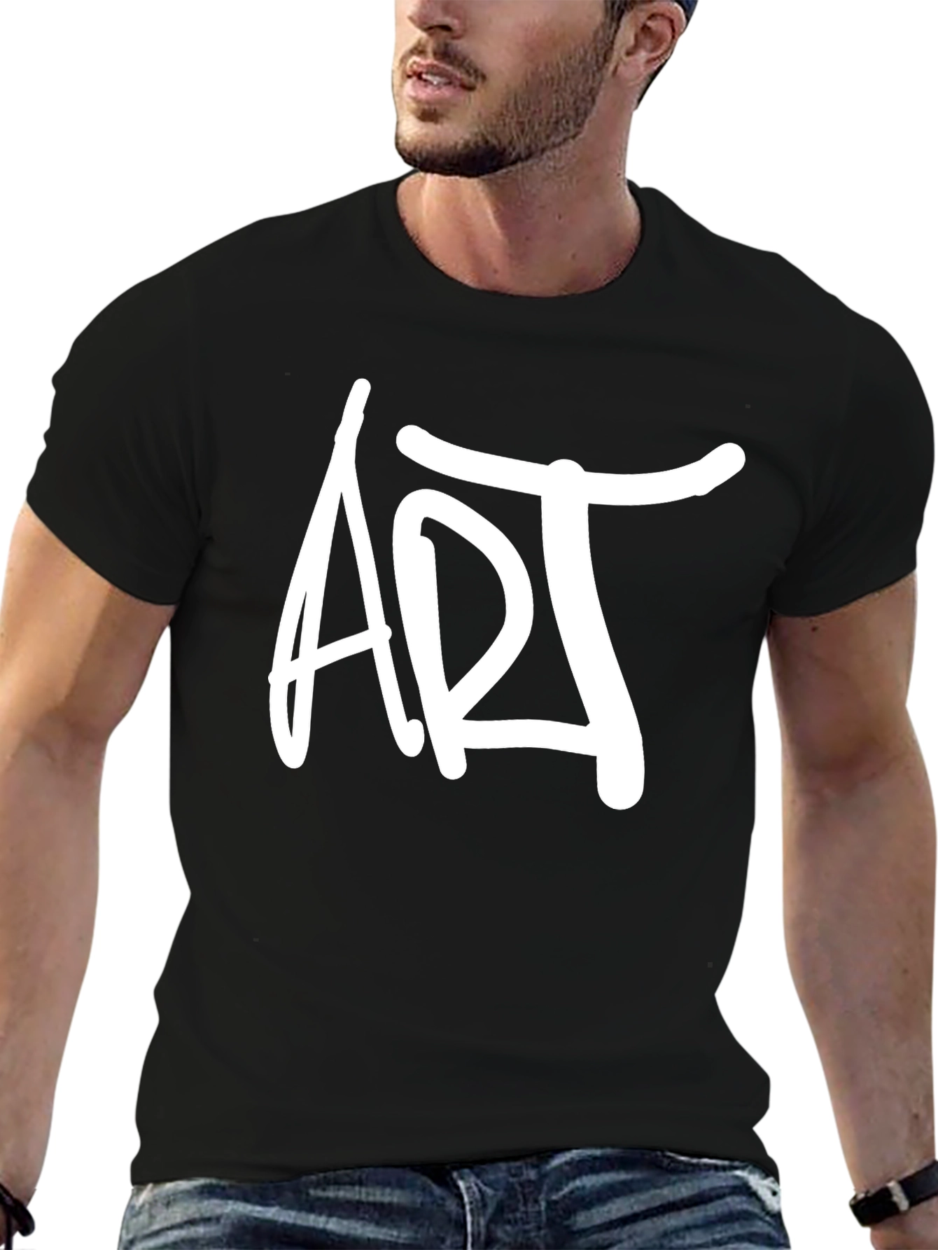 ART Graphic Tee - Modern Black Cotton T-Shirt