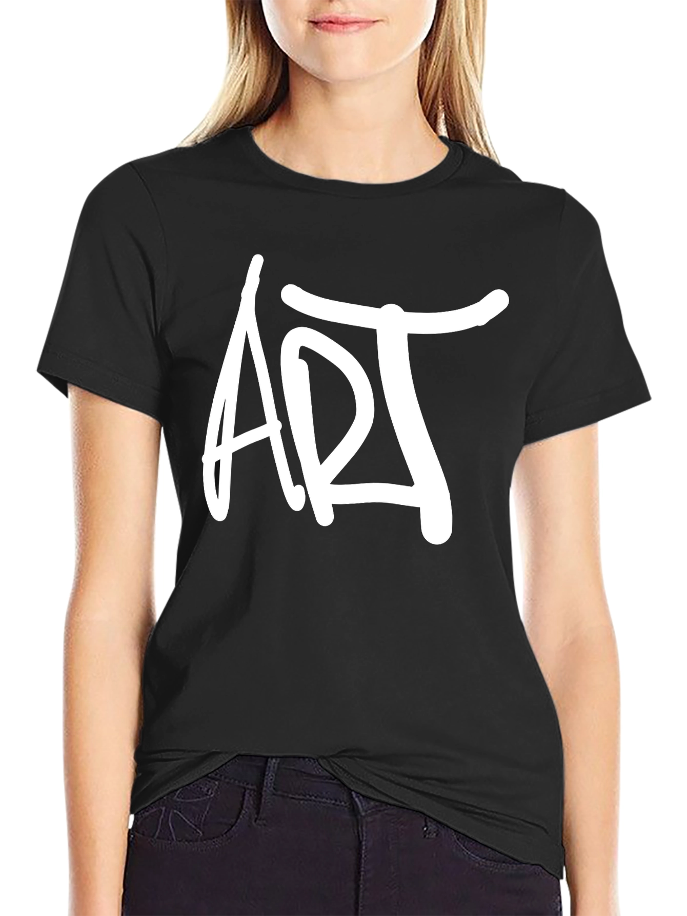 ART Graphic Tee - Modern Black Cotton T-Shirt