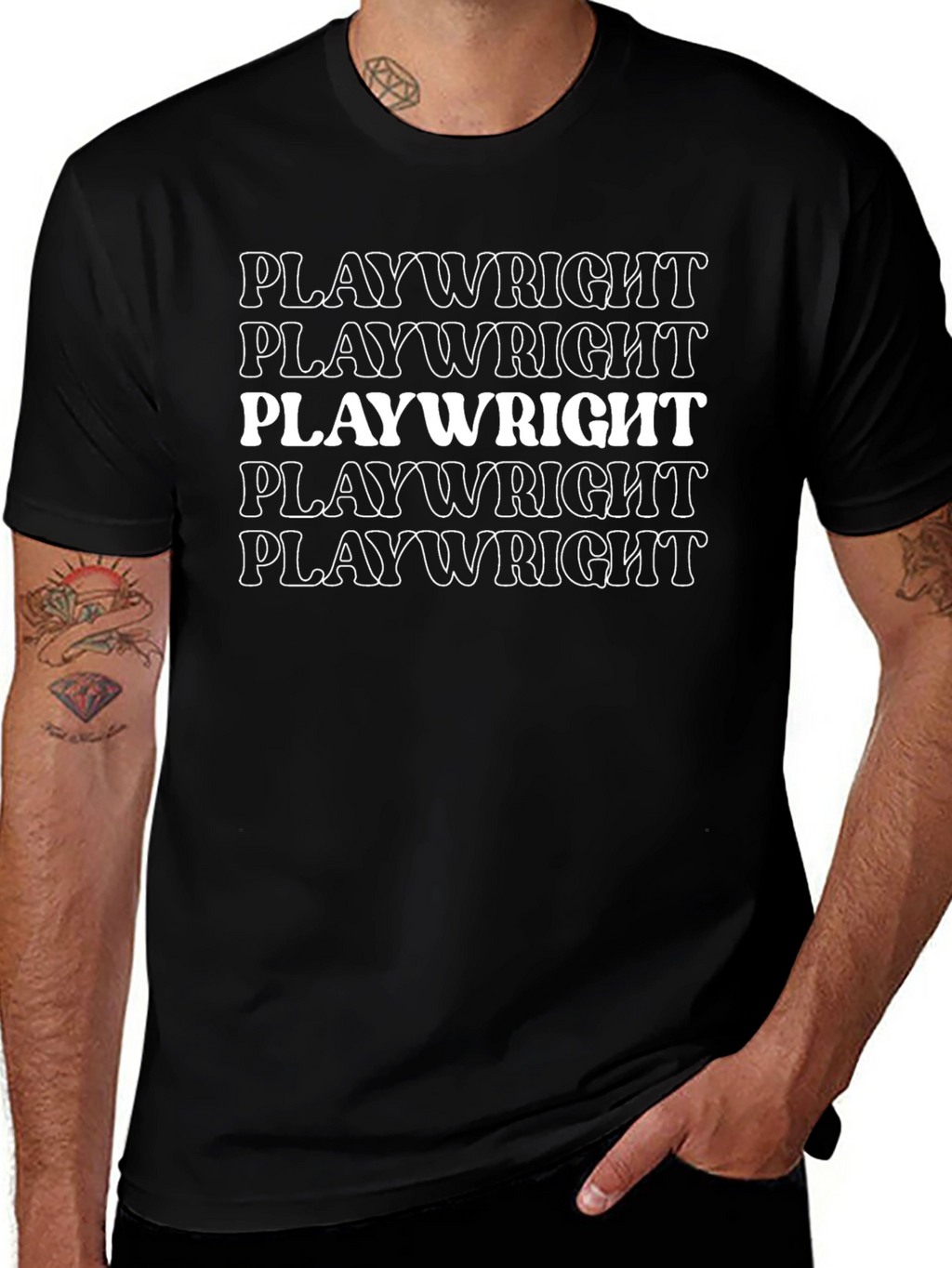 Playwright Tee - Black Crew Neck Graphic T-Shirt