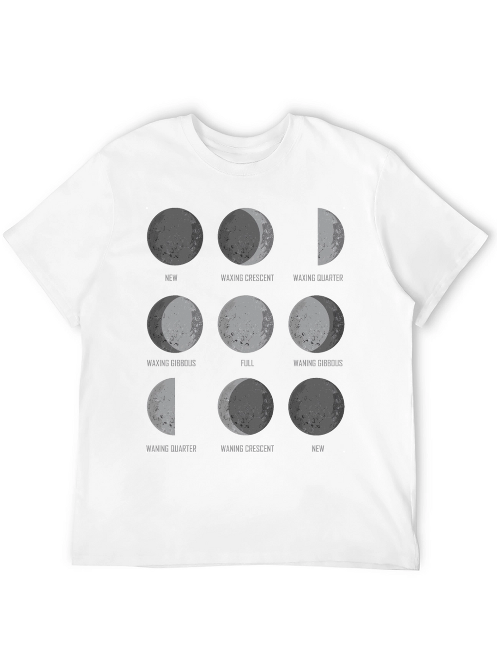 Moon Phases Graphic Print Black T-Shirt