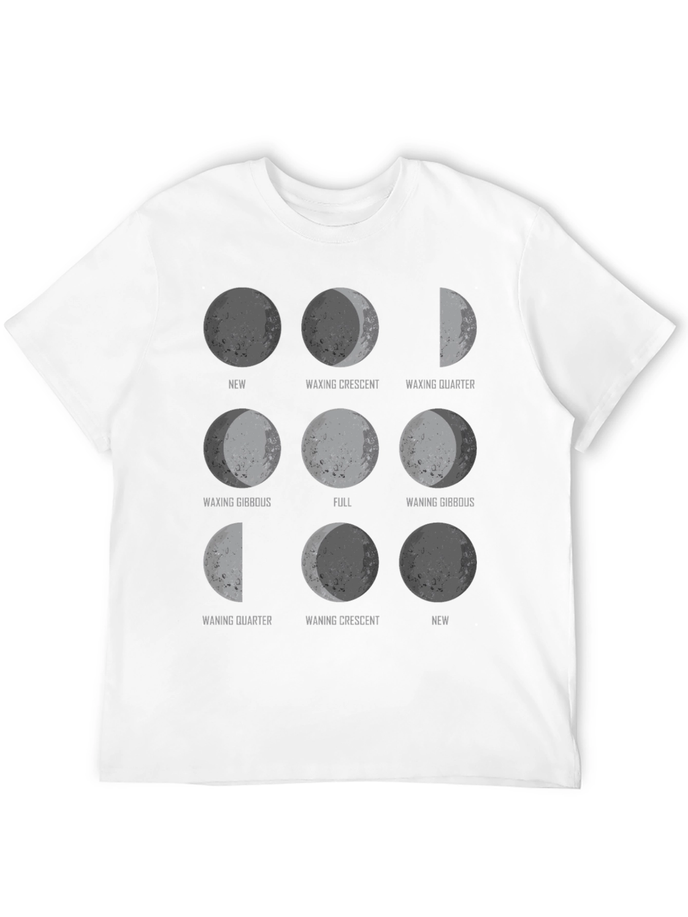 Moon Phases Graphic Print Black T-Shirt
