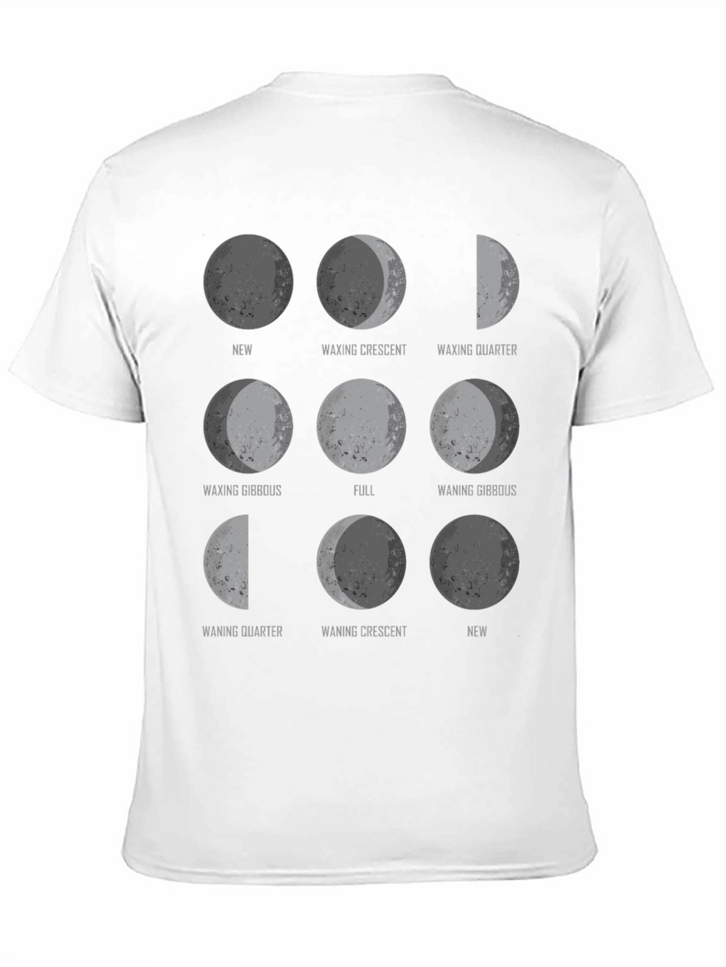 Moon Phases Graphic Print Black T-Shirt