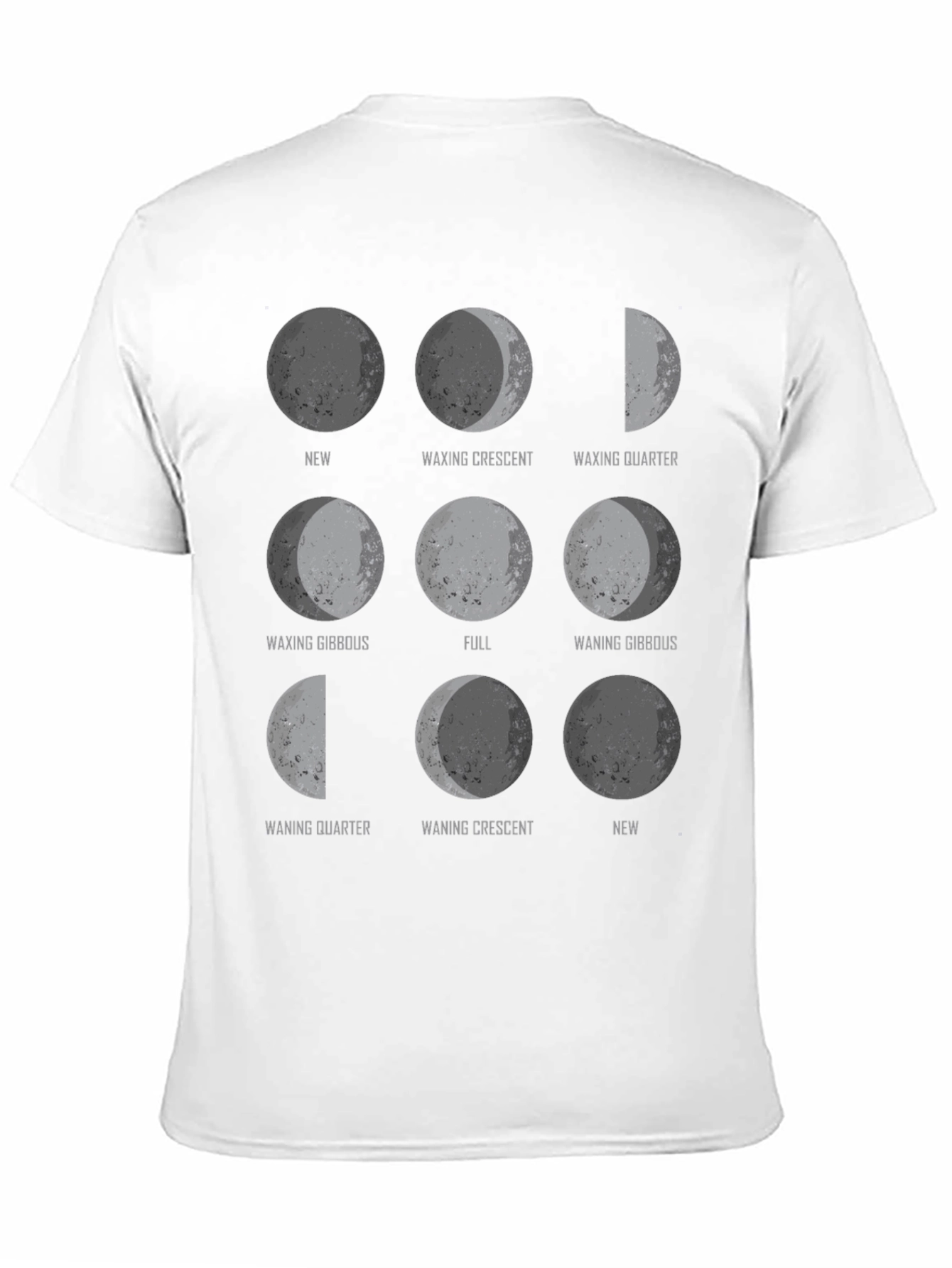 Moon Phases Graphic Print Black T-Shirt