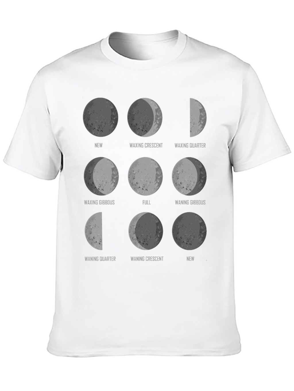 Moon Phases Graphic Print Black T-Shirt