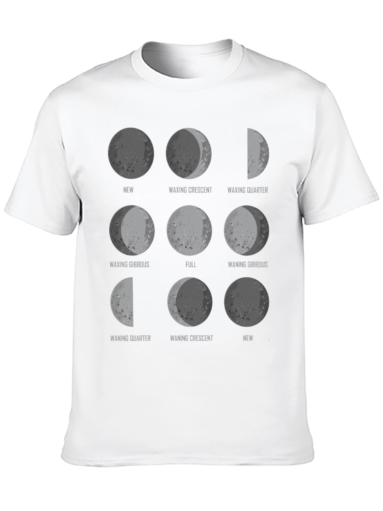 Moon Phases Graphic Print Black T-Shirt