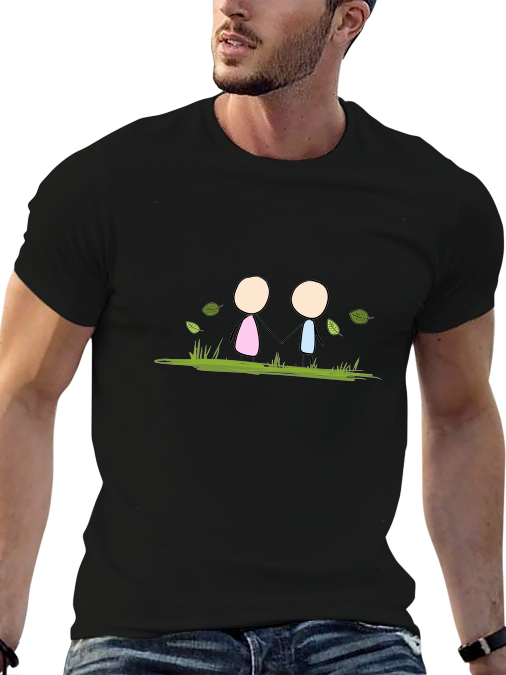 Stick Figure Love T-Shirt - Black