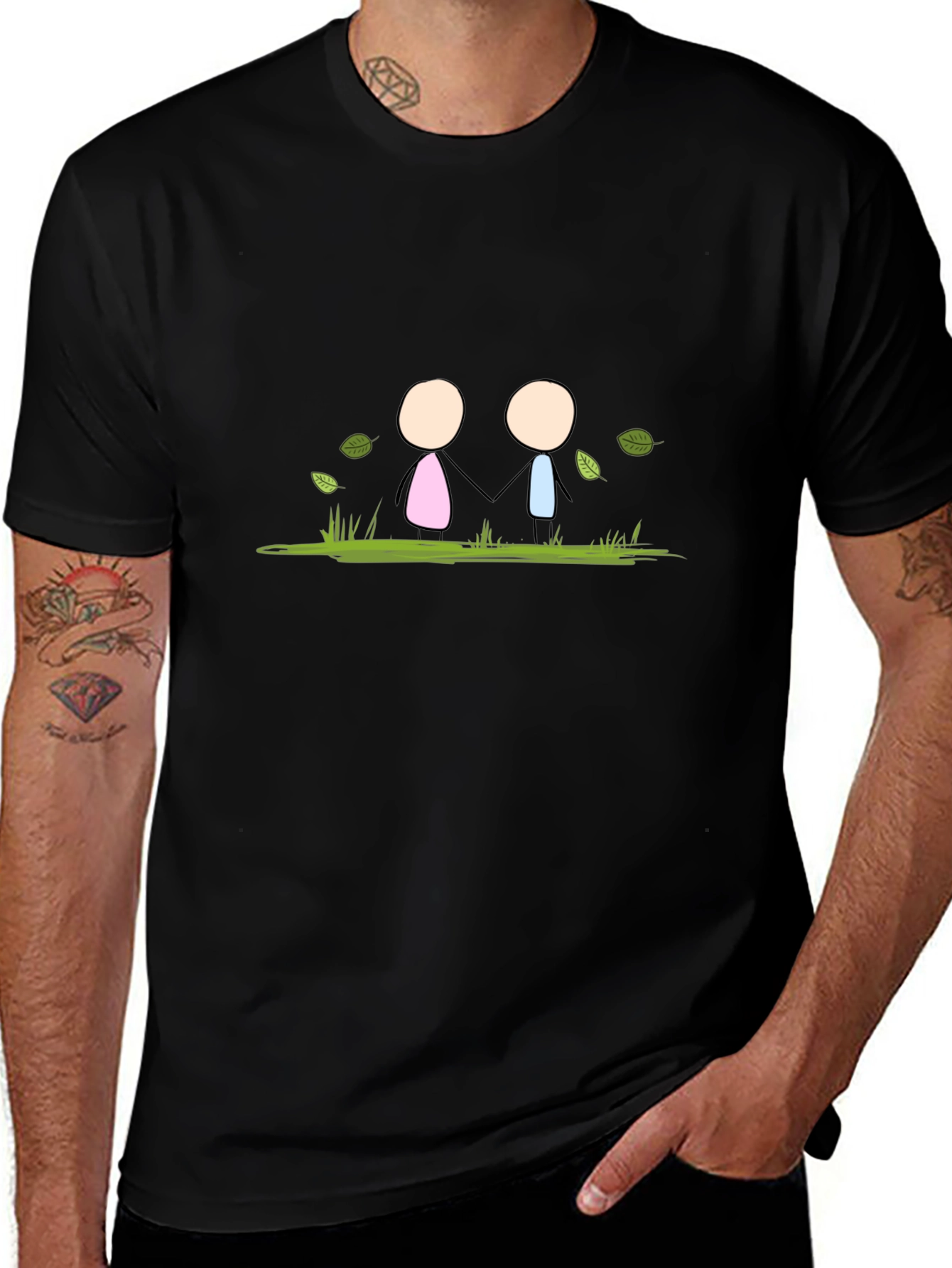 Stick Figure Love T-Shirt - Black