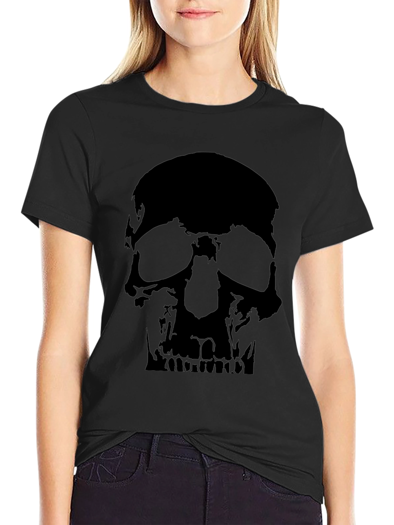 Skull Graphic Print Black T-Shirt