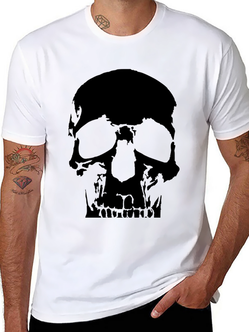 Skull Graphic Print Black T-Shirt